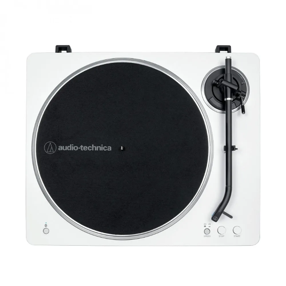 Audio Technica AT-LP70XBT Fully Automatic Bluetooth Wireless Turntable White with AT-SP3X Powered Bookshelf Speakers HiFi Package