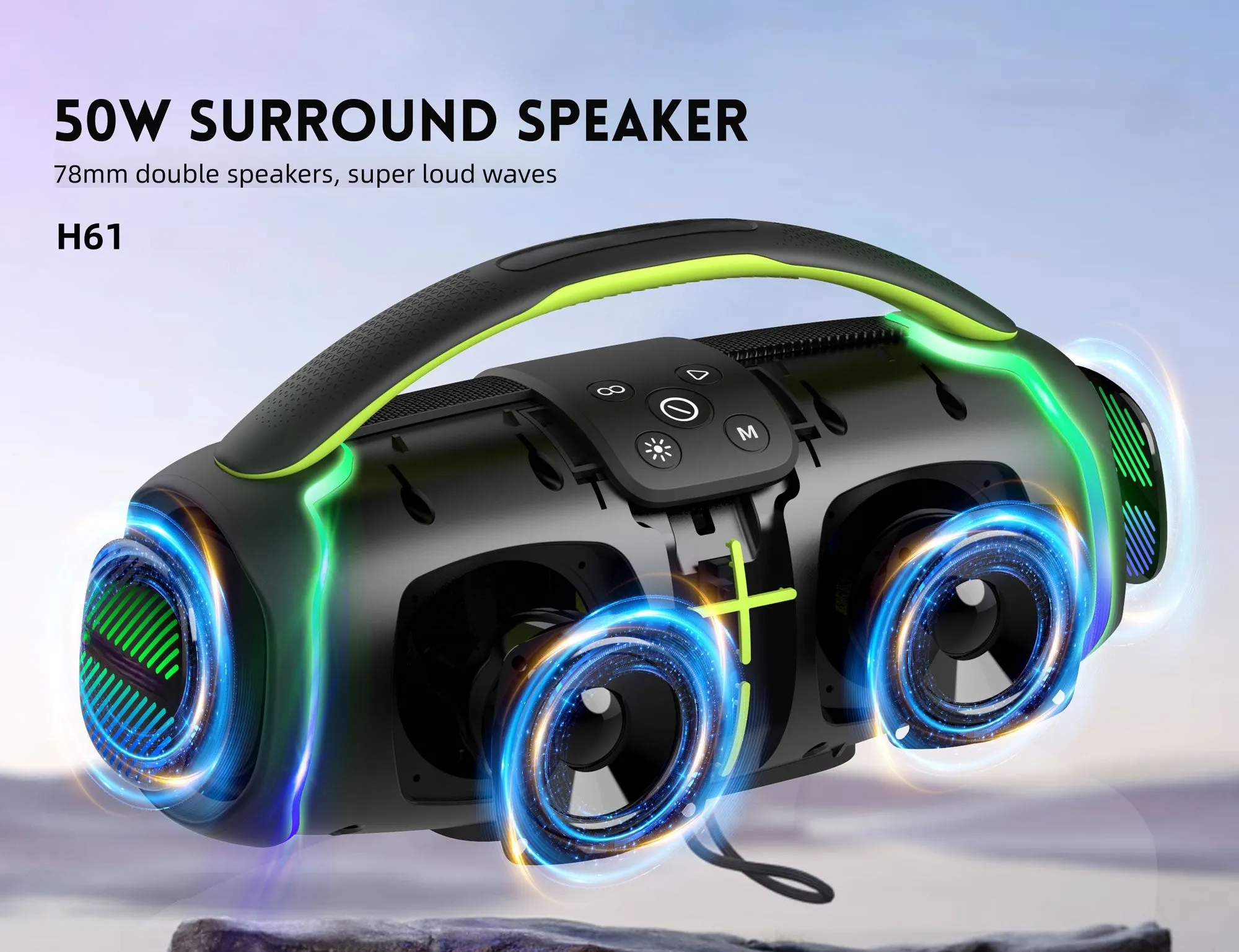 Bluetooth Speaker with Carry Handle- Black