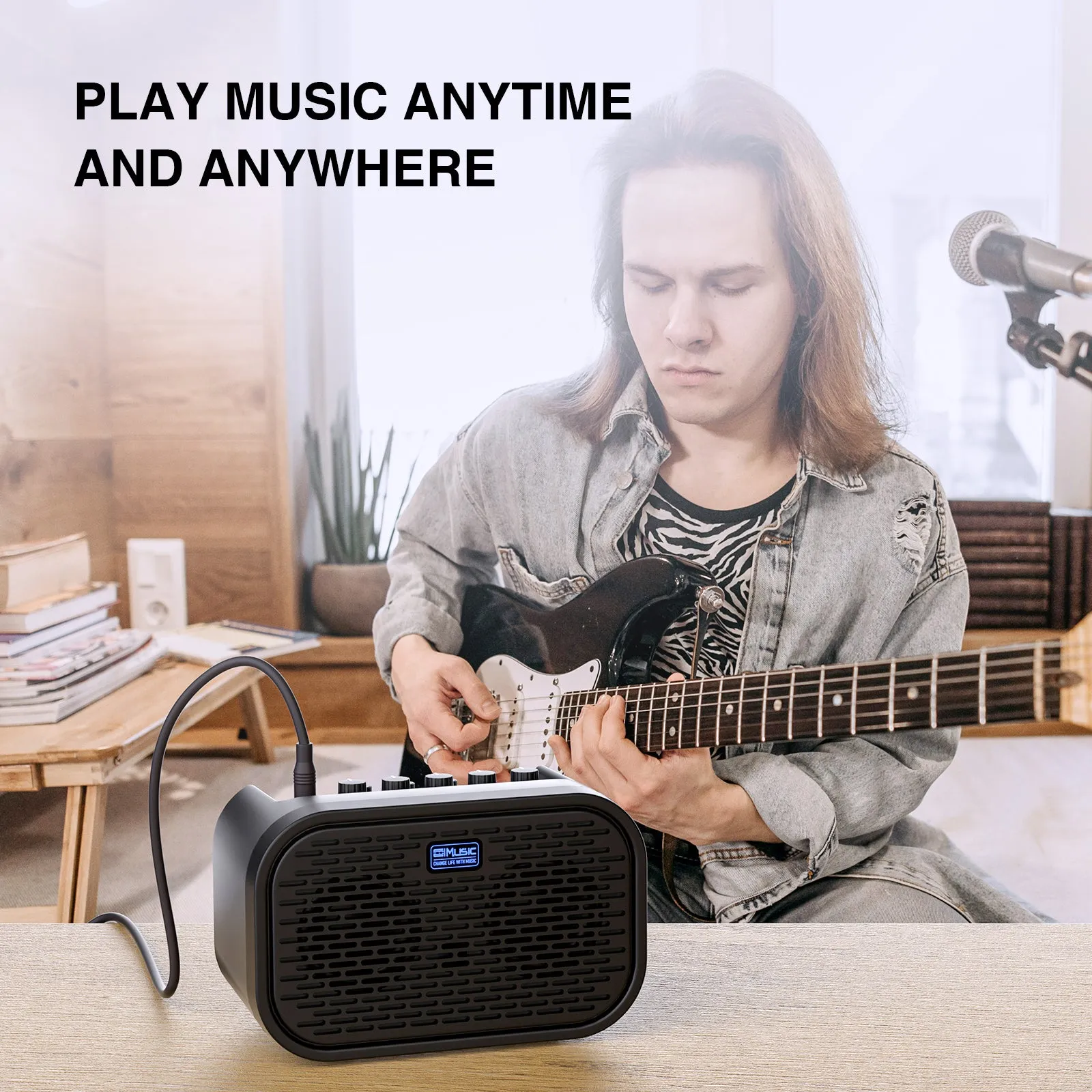 COOLMUSIC UNIQUE MINI 10 Watt Rechargeable Bluetooth Electric Guitar Amplifier(Only available in Germany)