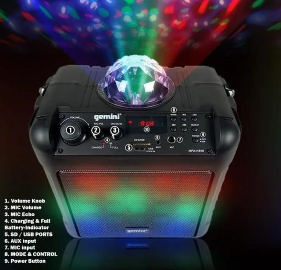 Gemini MPA-K650 Karaoke Party Speaker