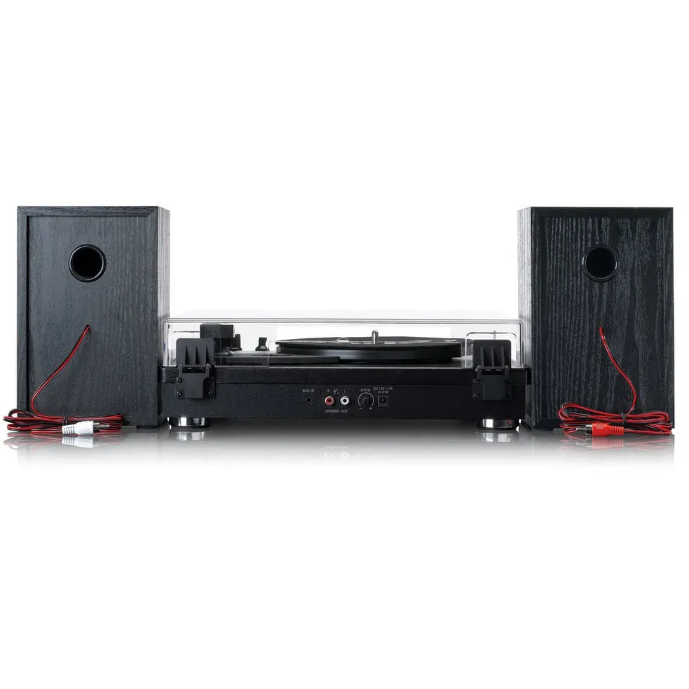 Lenco LS-101 Belt Drive Wooden Bluetooth Turntable and HiFi Speakers Black