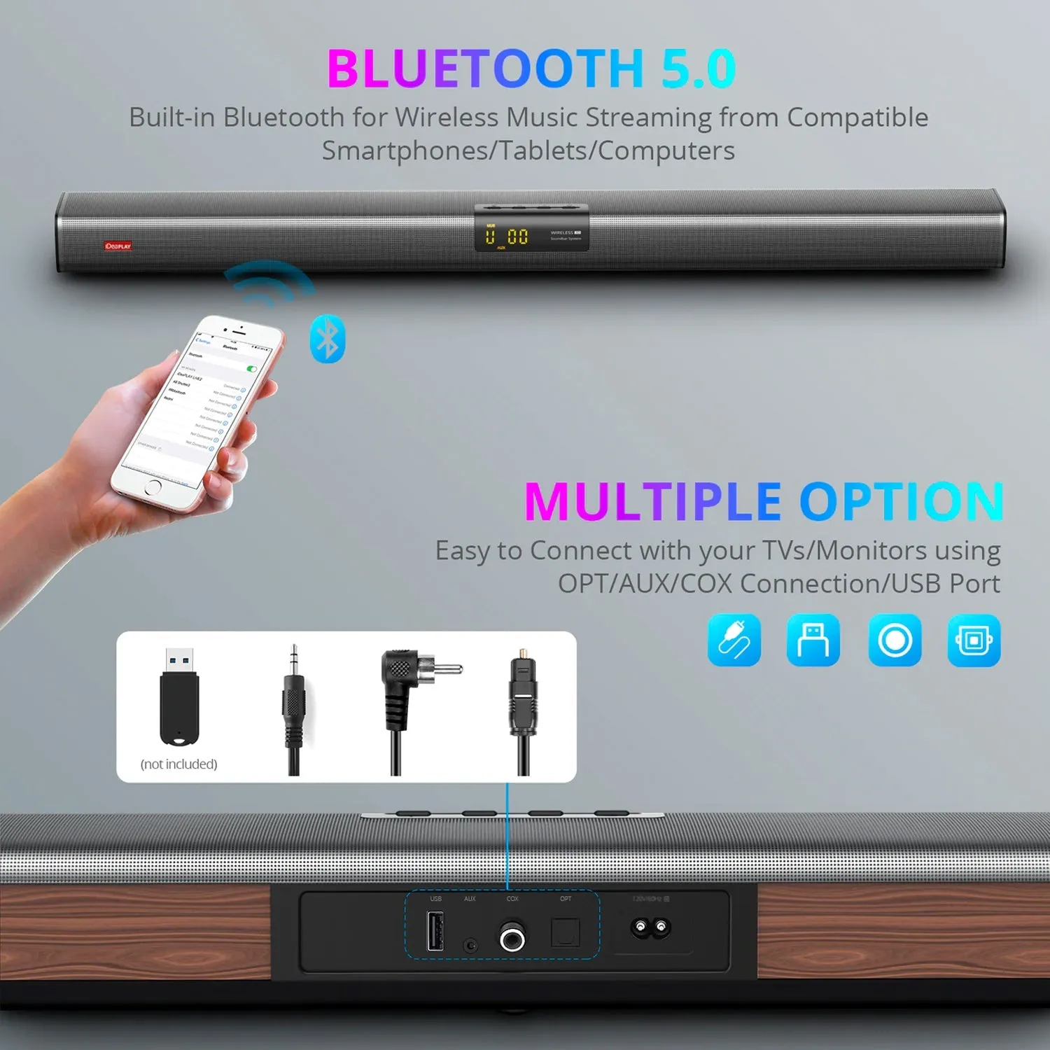 Live1 Wireless Soundbar 3D Stereo Sound Audio