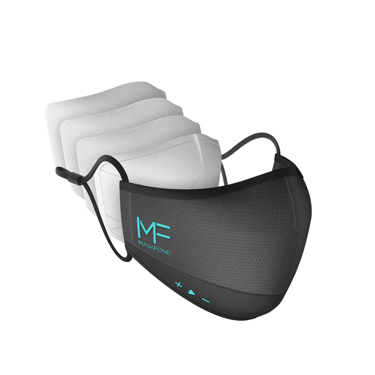 Maskfone (M/L) Face Mask With Integrated Bluetooth Headphones - Black