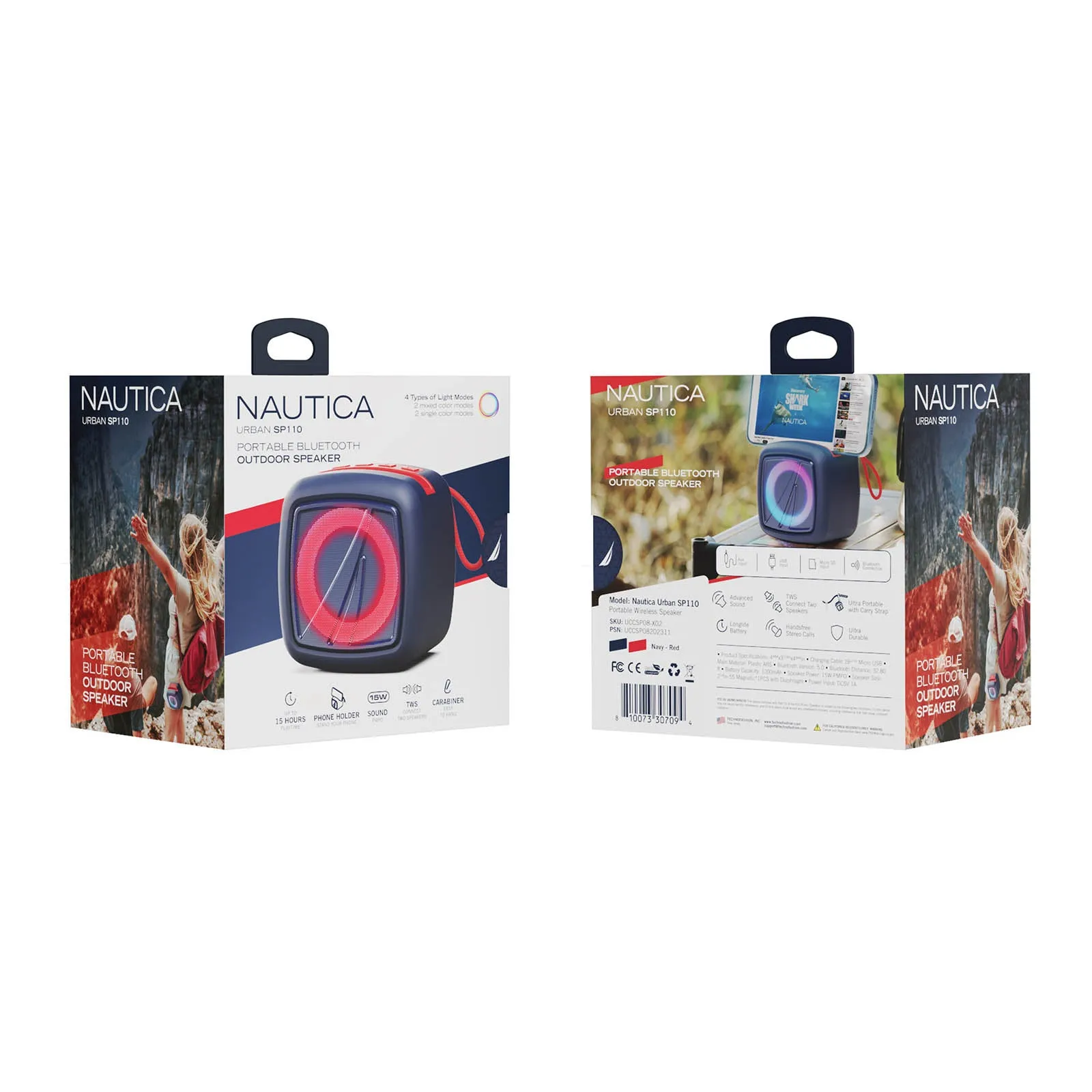 Nautica Portable Bluetooth Outdoor Speaker SP110 - Navy/Red