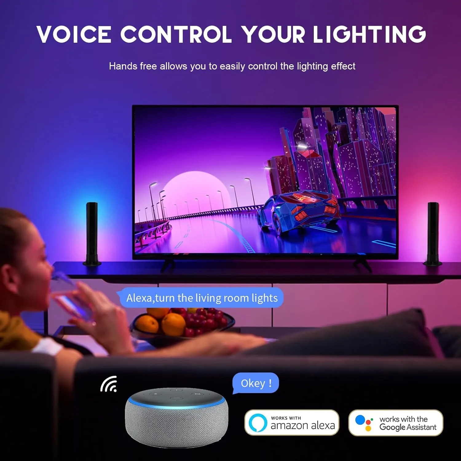 RGBIC Smart Light Bars Work with Alexa