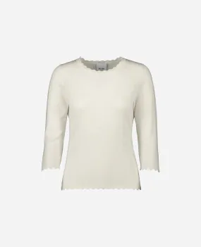 Rundhals Pullover aus Wolle in Creme