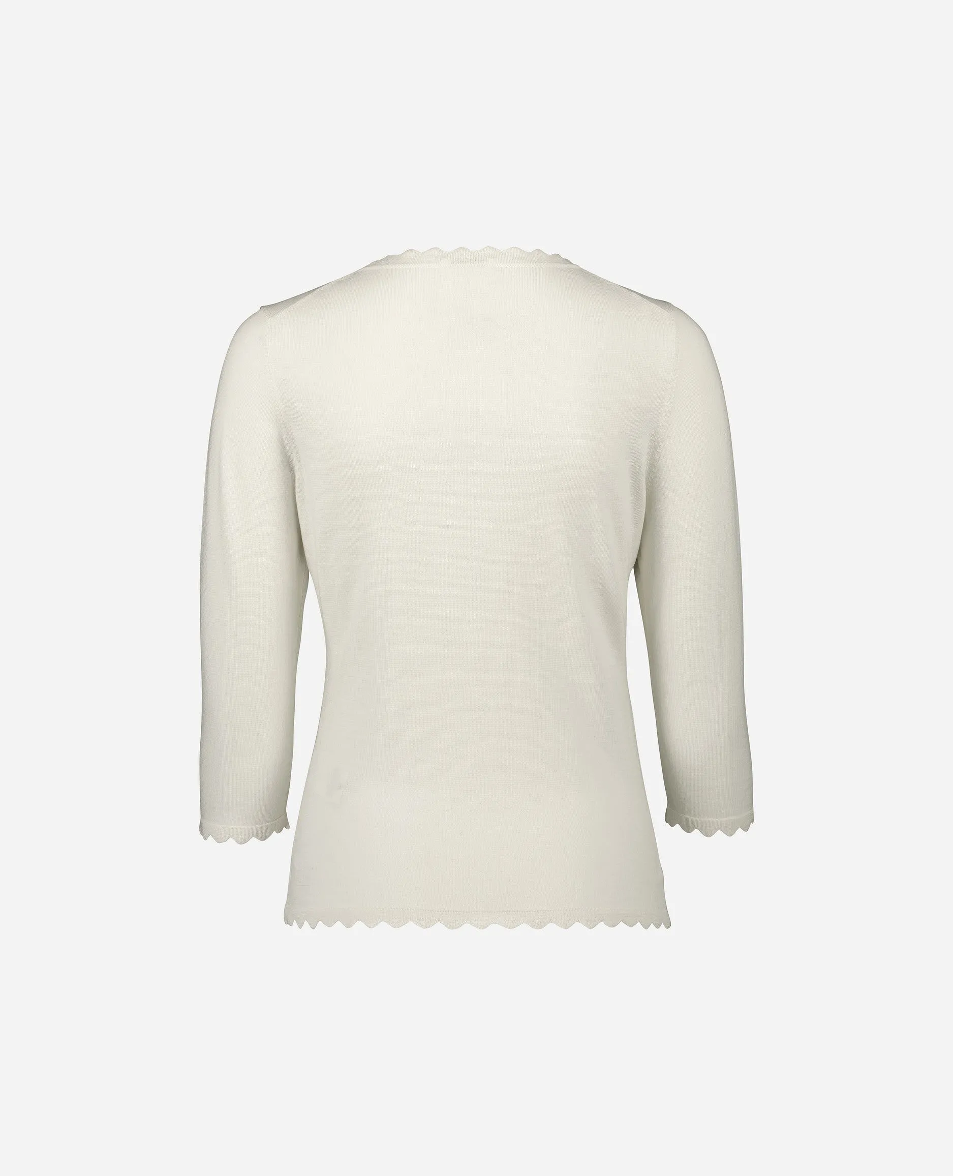 Rundhals Pullover aus Wolle in Creme