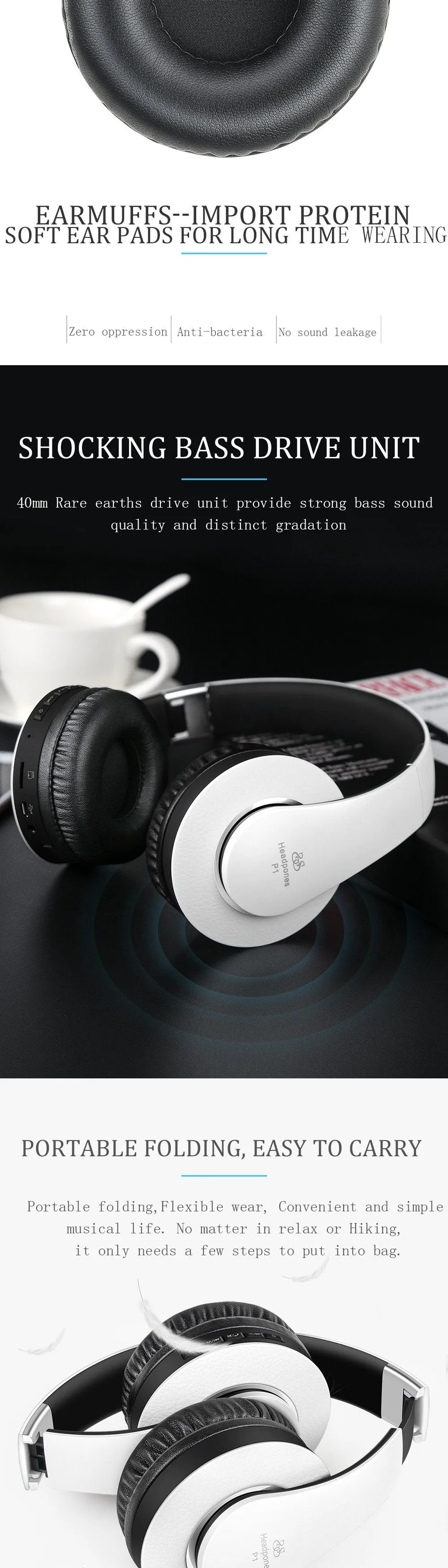 Sound Intone P1 Headphones Bluetooth Version 4.0