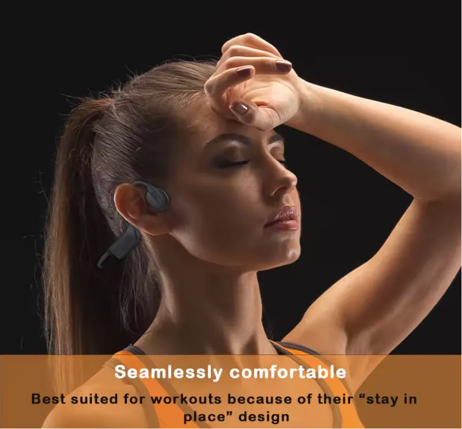 Wireless Sport Bone Conduction Headphones with Microphone Mp3 Player For Running, IPX8 Waterproof