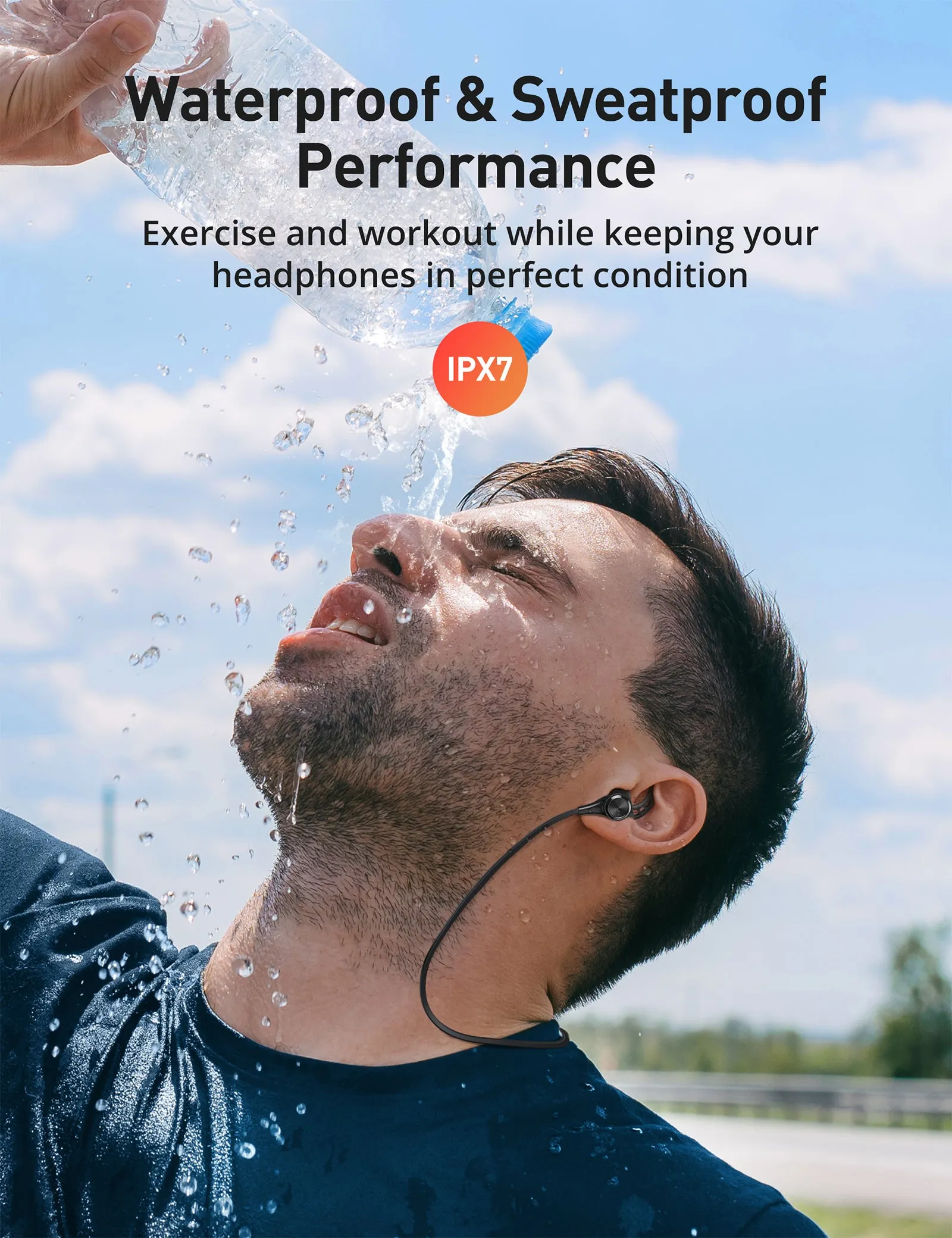 Wireless Sports Headphones BH032, Bluetooth 5.2 and IPX7 Waterproof